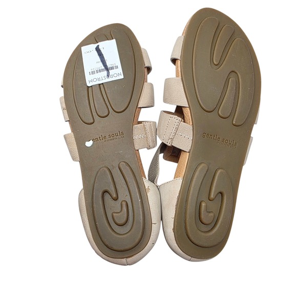 Gentle Souls Strappy Sandals Women Beige Leather‎ Elastic Comfort Flat Size 6.5 - Picture 9 of 10
